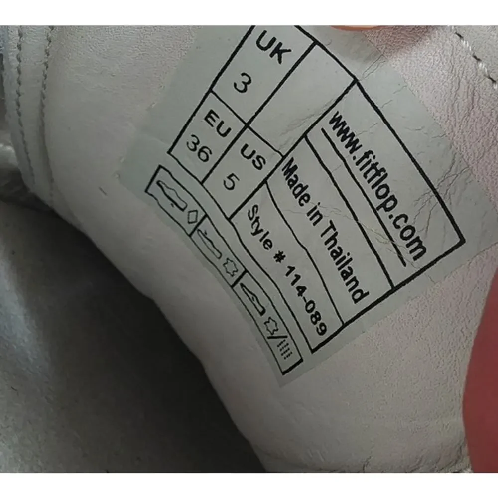 Fitflop White Leather Comfort Casual‎ Sneakers Women's Size 5 Style 114-089